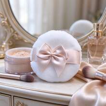 1pc Cloud Flocked Powder Puff, Soft Non-Shedding, Ultra-Soft Flocked Makeup Setting Powder Puff, Loose Powder Puff, Fine Powder Application, Easily Create Exquisite Matte Makeup Effect, Daily Makeup Setting Beauty Tool - White - View 8