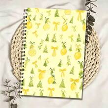 Lemon Warm Yellow Watercolor Spiral Notebook - "Fresh Start Every Day", Yellow Lemon Ribbon Green Tree Fresh Design, Smooth Writing Paper, A5 Perfect For Planning & Journaling, Ideal Gift For Friends - One Book (50 Pages, 100 Pages) - View 1
