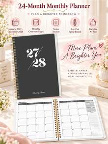 1pc 2027-2028 Weekly & Monthly Planner, A5 Spiral Bound Academic Planner Notebook For Work Schedules, Appointments & Daily Planning, Office Desk Accessories, Office Decor, Christmas Gifts - A - View 6