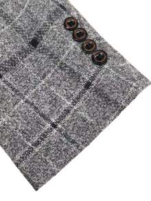 Men's Houndstooth Blazer - Classic Single-Button Casual Jacket, All-Season Business Casual Wear, Slim Fit Suitable For Office, Wedding, Formal Occasions - Light Grey - View 7