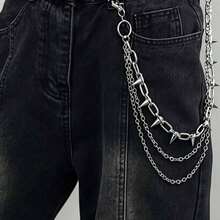 1pc Rock & Hip-Hop Multi-Layer Metal Waist Chain, Pants Chain, Suitable For Various Occasions Such As Parties, Gatherings, Daily Wear And Gifts - Willow Nail Multi-layer Trouser Chain - View 2