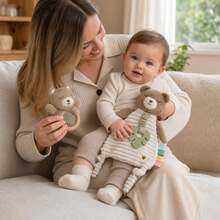 Christmas Teddy Bear Plush Gift Set, Suitable For 0-12 Months Newborns, Cute Bear Rattle + Sun Rattle + Milestone Cards + Silicone Green Leaf Teether Toy, Holiday Newborn Boy Girl Gift - Multicolor - View 11