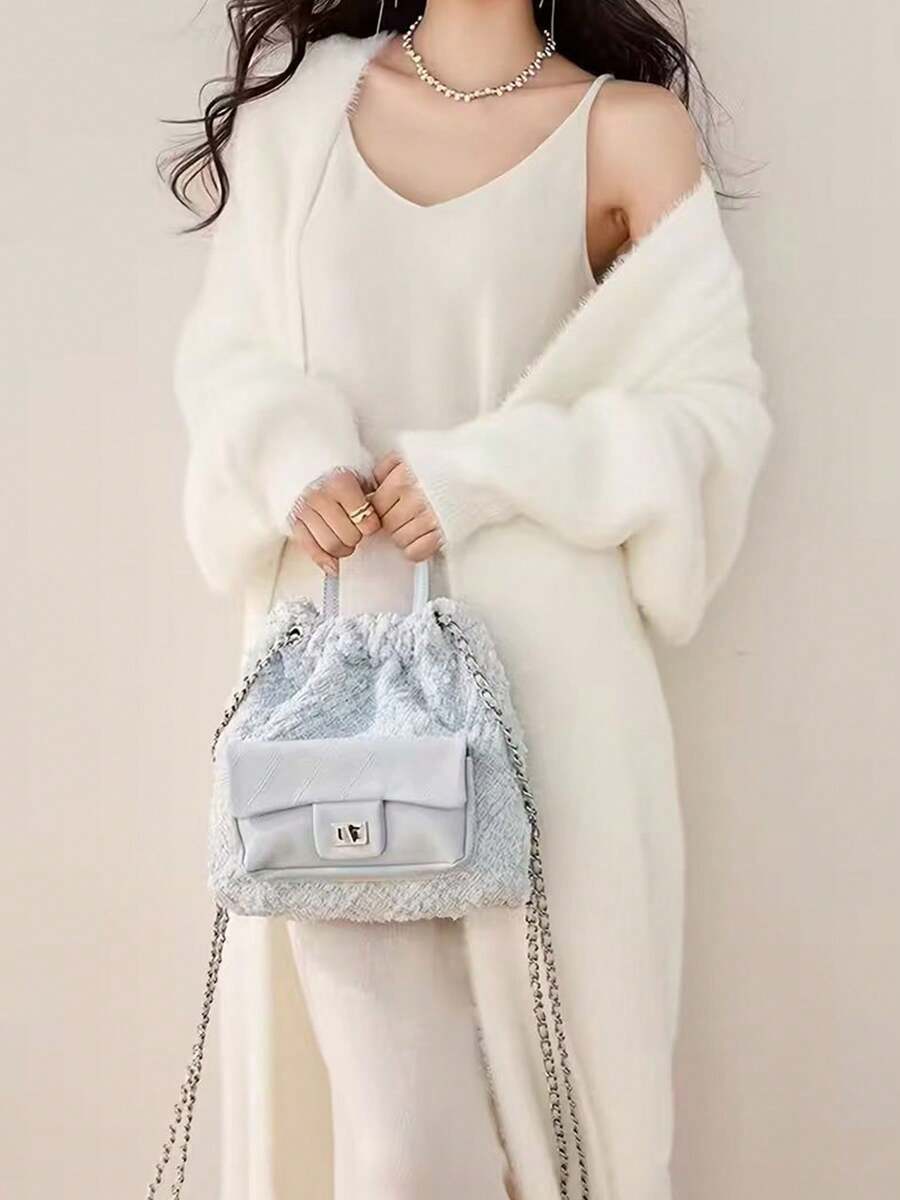 Women's Rib-Knit Plus Size Midi Cardigan With Drop Shoulder Long Sleeves, Perfect For Fall & Winter Comfort And Style - Apricot - View 1