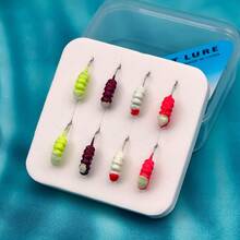 ANFS 8pcs/Box Ice Fishing Jig Set Ice Fishing Lures Head Hook Set For Panfish, Crappie, Walleye, Perch, Trout, Bluegill - Multicolor - View 7