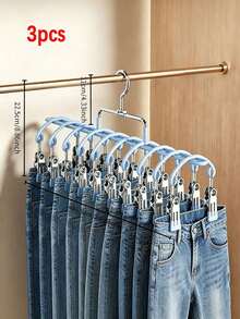 1pc/2pcs/3pcs Gray/White/Blue Pants Hanger With Clips, Multi-Layer Non-Slip Hangers For Pants, Socks & Underwear, Space Saving Closet Organizer For Home & Laundry Room, Heavy Duty, Durable, No Mark, Drying Rack - Multicolor - View 17