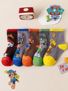 1/5/10 Pairs Paw Patrol Colorful Contrast Kids Socks, Simple Puppy Design, Winter Mid-Calf Socks, Fun Christmas Children's Socks - Multicolor - View 15