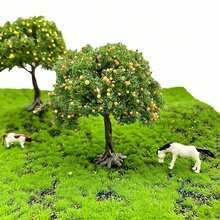 1pc Mini Artificial Fruit Tree, 10cm Realistic Model Railway Fake Tree Orange And Red Fruit Tree Miniature Farmhouse Decor Suitable For Home, Office, Outdoor, Garden Train Display Scene Decoration Fairy Garden Decor - Multicolor - View 3