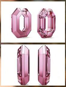 Anting-anting Lingkaran Segi Delapan SWAROVSKI 5680783 Warna Pink, Anting Kristal Minimalis yang Dipersonalisasi, Hadiah Ulang Tahun untuk Pacar - Berwarna merah muda - View 7
