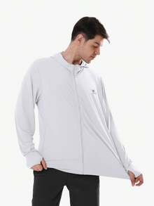 Men's UPF 50+ Long Sleeve Full Zip Sun Protection Hoodie, SPF UV Protection Lightweight Jacket, Sun Protection Clothing - Flowing Cloud White - View 5