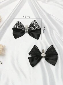1 Pair Mesh Rhinestone Butterfly Flower Shoe Clips, Fashionable And Elegant Style, Suitable For High Heels And Flats, Exquisite Gift For Women And Girls - Black - View 6