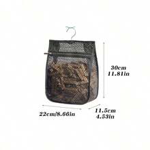 1pc Outdoor Mesh Laundry Bag, Large Opening Zipper Hanging Storage Bag, Large Capacity With Hook Laundry Organizer Bag, Portable Clothes Clip Mesh Bag, Multi-Functional Home & Outdoor Hanging Storage Organizer Bag, Suitable For Closet, Room Decor, Bathroom - Multicolor - View 5