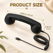 New Retro Phone Handset For Type-C , Wired Retro Phone Handset, Built-In Microphone, Volume Control, Coiled Cord, Type-C Classic Wired Plug In Handheld Cell Phone For Calls, Mobile Video Conferences, Meetings - View 8