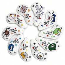 10pcs Golf Club Head Covers, Multi-Style Iron Club Leather Headcovers, High Quality Golf Club Head Protector Caps/Golf Club Covers/Golf Accessories - White - View 2