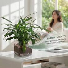 Plastic Square Transparent Vase, High Transparency Glass-Like Flower ...