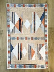 Pinkie Home - 1pc Geometric Print Bohem Living Room Rug Area Rug/Carpet/Bath Mat, Suitable For Bathroom, Kitchen, Entryway, Hallway, Bedside, Living Room, Bedroom, Machine Washable Rug, Home Decor - Mocha Brown - View 4