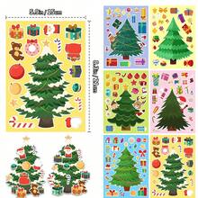 6Sheets Christmas Tree Puzzle Stickers For Kids, Make‑Your‑Own Christmas Tree Mix And Match Sticker Sheets, DIY Decorate Xmas Tree With Ornaments Gift Decals, Christmas Party Favors Children Craft Activities - Multicolor - View 3