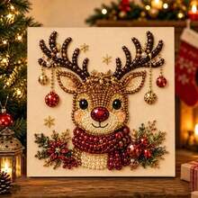 DIY Christmas Pearl Diamond Painting Art Kit, Includes Frame, Beads, Gemstone Stickers, Handmade 3D Holiday Decor, Adult Gift, 5 Classic Design Beaded Decoration Set - Sets - View 13