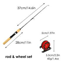 XHOUT 2Pcs Ice Fishing Rod And Reel Combo, 65cm Full Length, Portable Short Ice Rod, Smooth Line Guides, Easy Assembly, For Ice Fishing, Boat Fishing, Raft Fishing, Micro Lure Fishing, Outdoor Camping Angling, Fishing Gear, Fishing Equipment - Multicolor - View 3