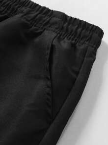 Men's Cargo Pants, Black Outdoor Loose Fit Sports Pants, Straight Leg Wide Leg Long Pants, Drawstring Waist Multi-Pocket Casual Pants, Slimming Versatile Daily Commute - Black - View 4