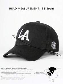 1pc Unisex Letter Embroidered Baseball Cap, Adjustable Sun Protection Casual Hat For Outdoor, Spring/Autumn Travel, Beach Vacation - Black - View 3