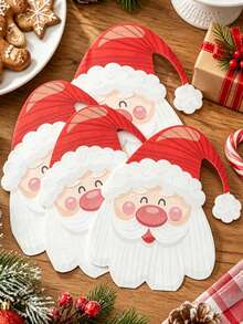 40 st tecknade servetter formade som jultomtehuvuden, Merry Christmas, bordsdekoration för hemmet, lämpliga för jul- och nyårsparty, även för födelsedag, bröllop, restaurang och sammankomst - Flerfärgad - Visa 1
