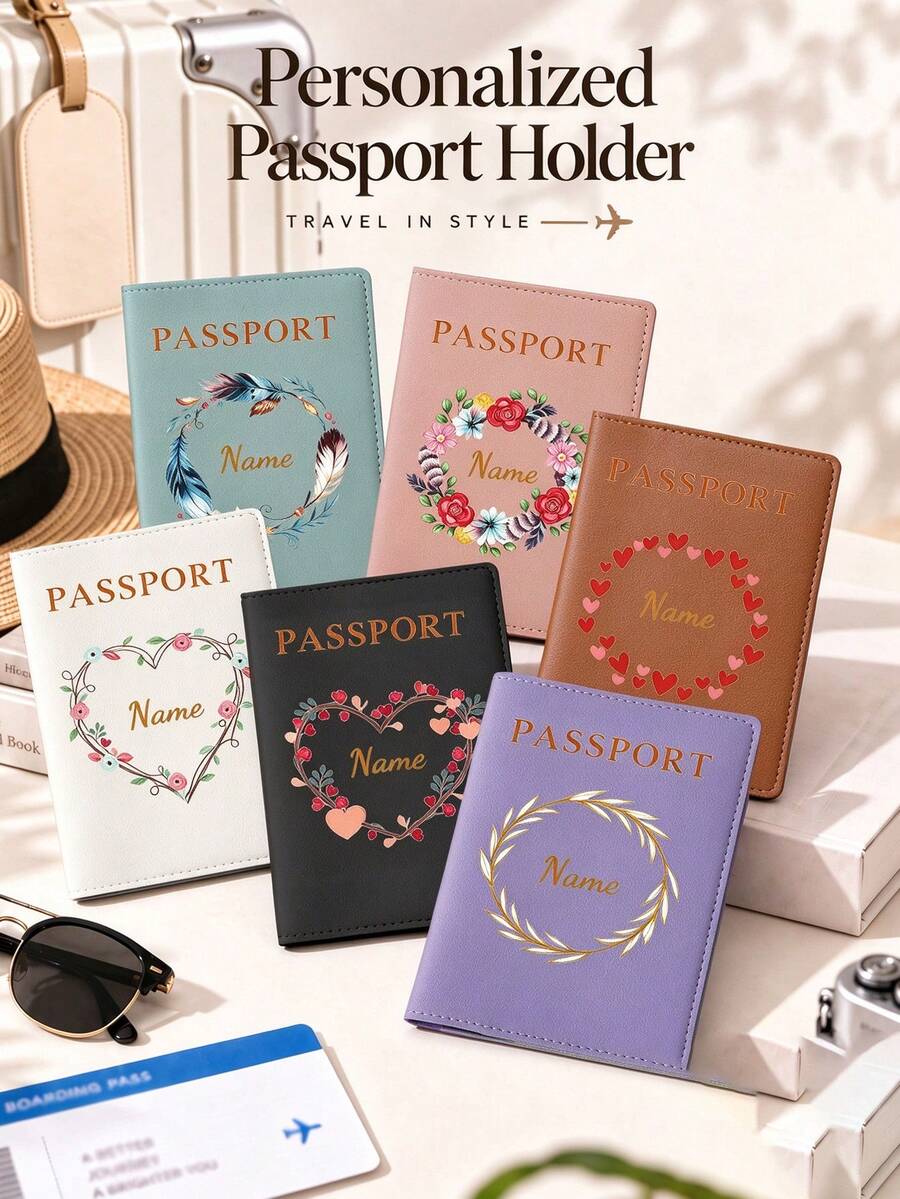 Ayotu Personalized Name Floral Pattern Passport Holder With RFID ...