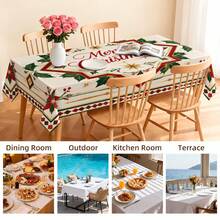 New Vintage Christmas Tablecloth, Merry Christmas, Christmas Dining Tablecloth, Christmas Atmosphere Tablecloth, Rectangular Dining Table Cover, Suitable For Christmas Family Party, Home Decor - Multicolor - View 4