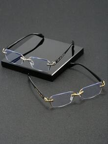 Men's Diamond Cut Metal Luxury Fashion Transparent Glasses, Suitable For Daily Commute, Outfit, Street Photography, Business Party, Travel - Multicolor - View 12
