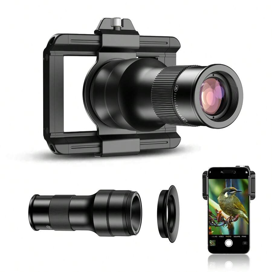 APEXEL 150mm Macro Lens + 6X Telephoto Lens Kit, HD Photography Accessory Compatible With Almost All Smartphones, Multi-Functional Phone Lens For Vlog Video & Photos (Filter Not Included)