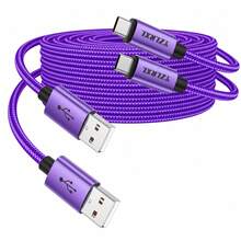 2入 60W 快充 USB 轉 Type-C 充電線,手機充電器,高速數據同步,適用於 MacBook Air/Pro、iPad 及其他設備 - 紫色 - 查看 9