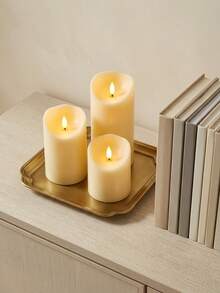 1/3pcs Flameless LED Pillar Candles With Remote Timer, 3D Realistic Flickering Warm White Light, Battery Operated Ivory Color Candles With Wavy Top, Suitable For Home, Wedding, Christmas Party, Bedroom, Fireplace Decor - White - View 5