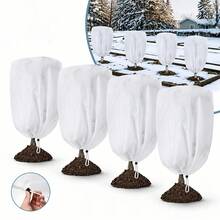 4pcs Anti-Freeze Cover Set, 60 X 80cm, Reusable With Drawstring, Suitable For Winter Plants And Cold Weather Gel Clothing, Garden Plants, Winter Plant Anti-Freeze Cover, Non-Woven Fabric Drawstring Anti-Freeze Insulation Bag, Tree Shrub Potted Plant Windproof Anti-Freeze Protective Cover, Reusable Gardening Winter Cover - Plant Frost Cover - View 3