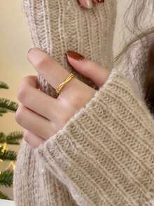 falinne S925 Sterling Silver Intertwined Twisted Ring For Women, Open Adjustable Stackable Band, Minimalist Braided Finger Ring, Daily Wear Fine Jewelry Gift - Cross-wrap Open Ring - View 8