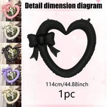 Bow Hollow Heart Photo Frame Foil Balloon, Available In Purple, Cream, Black, Caramel And Pink, Ins Style Decor Prop For Engagement, Wedding, Birthday Party Photo Backdrop - Multicolor - View 13