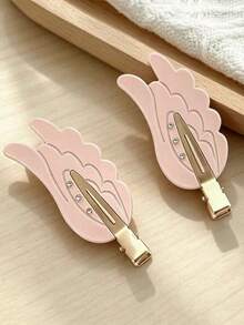 1/2/6 Pcs Fashion Sweet Spring/Summer Cute Angel Wing Crocodile Hair Clips, No-Trace Wear, Suitable For Daily Use, Summer Vacation Travel Claw Clips - Multicolor - View 2