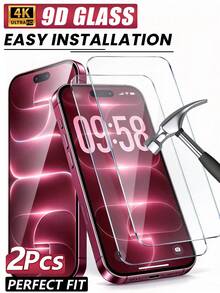 (2入) 鋼化玻璃螢幕保護貼，相容 iPhone 18 Pro Max、18 Pro Duo、17 Pro Max、17 Pro、17 Air、17、16 Pro Max、16、16 Pro、16 Plus、15 Pro Max、15、15 Pro、15 Plus、14 Pro Max、14、14 Pro、14 Plus、13、12、11 Pro Max 及其他機型 - 無色 - 查看 1