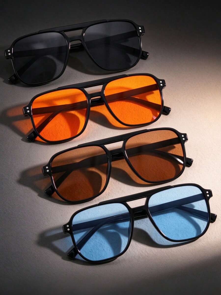 4 Pairs Classic Retro Summer Beach Casual Fashion Men's Glasses ...