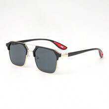 1PC Men's Double Bridge Korean Style Half-Frame Polygon Glasses, Vintage Double Bridge Eyebrow Frame Premium Outdoor Glasses, Unisex Premium Glasses - Multicolor - View 8