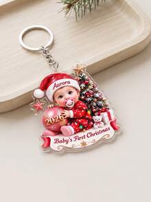 Customized Baby's First Christmas Acrylic Keychain, Customized Baby Name Keychain, First Christmas Souvenir, Newborn Christmas Gift - Multicolor - View 4