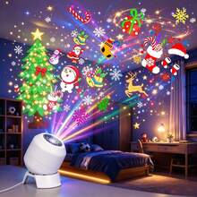 1pc Christmas Halloween Pattern Projection Light, Holiday Party Light, 360° Rotating, Suitable For Bedroom, Living Room, Dorm Ceiling And Wall, Starry Sky Atmosphere Decoration, Birthday Gift, USB Powered - Projector Lamp - View 1