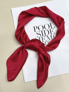 1Pc Women's Solid Burgundy Bandana Scarf, Spring/Summer/Autumn/Winter Hair Accessory Wrap For Vacation, Beach Party, Street Fashion - Burgundy - View 2