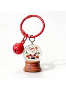 Christmas Crystal Ball Keychain With Bell, Santa Claus Reindeer Christmas Tree Bag Pendant, Holiday Gift, Craft Keychain, Couple Best Friend Gift, Personalized Car Key Pendant, Creative Holiday Small Gift, Versatile Bag Accessory - Multicolor - View 11
