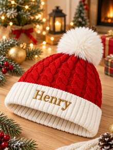 Customized Santa Hat, Christmas Knit Hat, Personalized Santa Hat, Christmas Party Hat, Embroidered Santa Hat, Christmas Gift - Multicolor - View 4