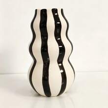 1PC Rustic Ceramic Vase - 1PC Asymmetrical Gourd-Shaped Striped Abstract Vase For Flowers | Tabletop & Living Room Shelf Decor - Ideal Valentine's Day & Mother's Day Gift - Multicolor - View 7