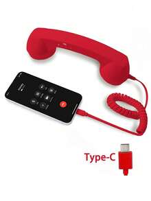 New Retro Phone Handset For Type-C , Wired Retro Phone Handset, Built-In Microphone, Volume Control, Coiled Cord, Type-C Classic Wired Plug In Handheld Cell Phone For Calls, Mobile Video Conferences, Meetings - View 16