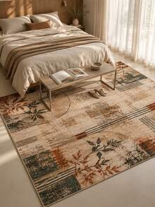 Pinkie Home - 1pc Modern Floral Print Living Room Rug Area Rug/Carpet/Bath Mat, Suitable For Bathroom, Kitchen, Entryway, Hallway, Bedside, Living Room, Bedroom, Machine Washable Rug, Home Decor - Mocha Brown - View 2