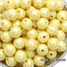 200顆 6/8/10/12mm 黃色純色不透明圓形壓克力珠，適用於珠寶製作 DIY 手鍊項鍊配件 - 不透明-黃色 - 查看 8