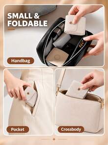 4-Compartment Foldable Jewelry Organizer Bag, Portable Travel Storage Pouch With Snap Closure, Suitable For Necklaces, Earrings And Rings, Daily Storage And Gift - Multicolor - View 6