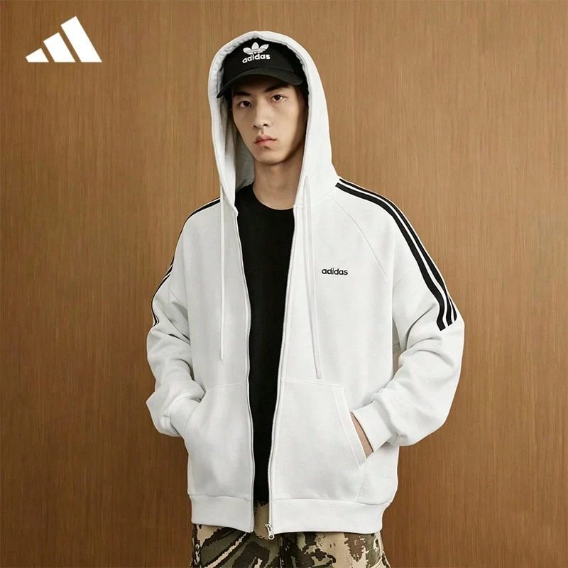 Adidas Unisex New Sports Hoodie Jacket Casual Sweatshirt JN8452 - Light Grey - View 1