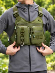 Large Capacity Tactical Chest Bag With Multiple Pockets And Key Hook, Multifunctional Outdoor Backpack, Unisex, Lightweight Chest Bag, Suitable For Running, Hiking, Camping, Survival, Hunting, Tactical Gear Essential Accessory Gift - Multicolor - View 11